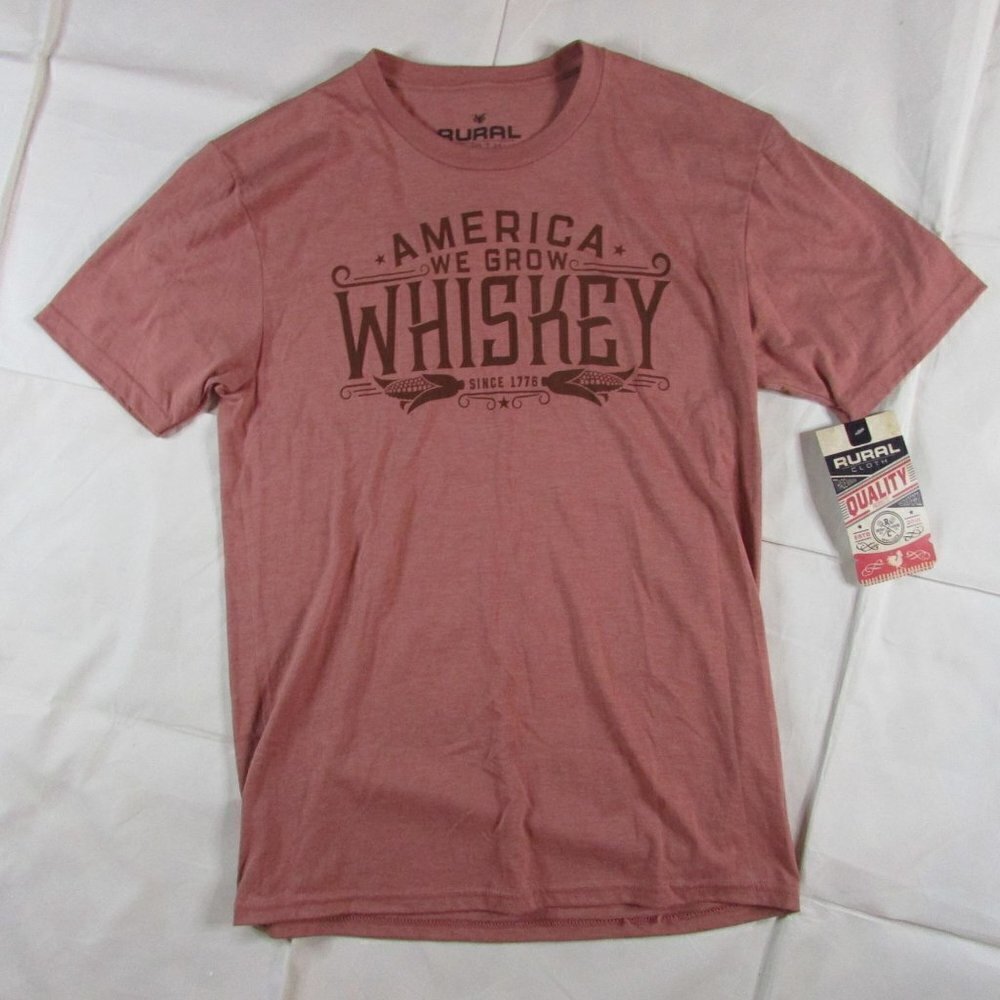 Rural Cloth Adult SM Short Sleeve America We Grow Whiskey T-Shirt Blush